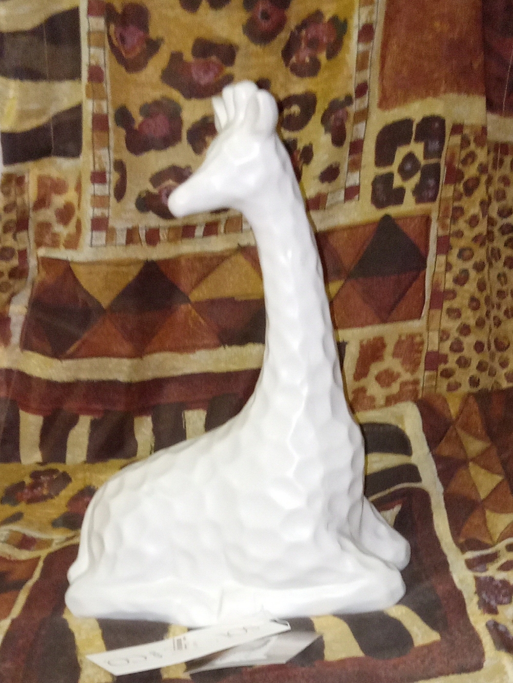 White Ceramic/cast Pladter Giraffe Figurine - Decorative Home Art